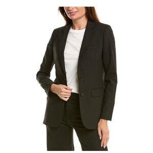 THE KOOPLES Women’s Black striped wool-blend fitted single breasted suit jacket